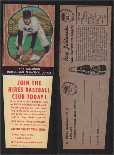 1958 Hires Root Beer W Tab 35 Ray Jablonski EX Rare San Francisco