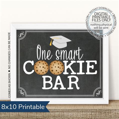 Printable Smart Cookie Bar Graduation Sign Chalk Graduation Party