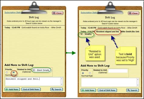 Shift Log : Staff Help Site