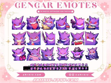 Gengar Emote Mega Bundle 18 Cute Emotes Purple Ghost Gaming Ready
