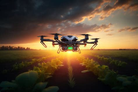 Drone Flying Monitoring Plantation On Smart Farm Modern Agriculture