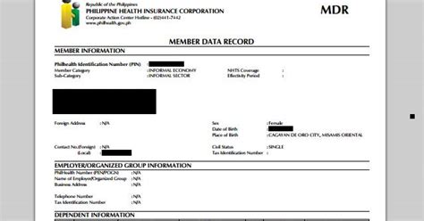Philhealth Mdr Form Fillable - Printable Forms Free Online
