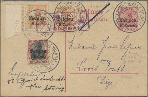 Deutsche Besetzung I Wk Landespost In Belgien Ganzsachen Stamp Auctions