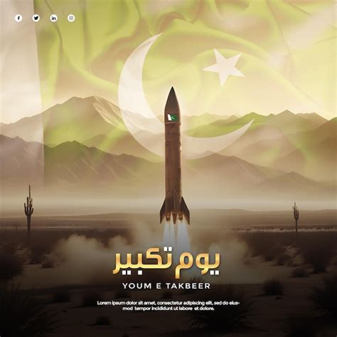 Youm E Takbeer 28 May A Poster For A Rocket With Pakistan Flag In