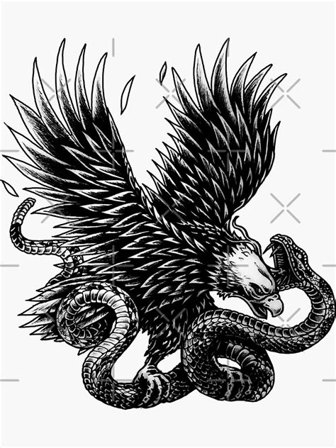 Traditional Bald Eagle Fighting Snake Tattoo Sticker For Sale By