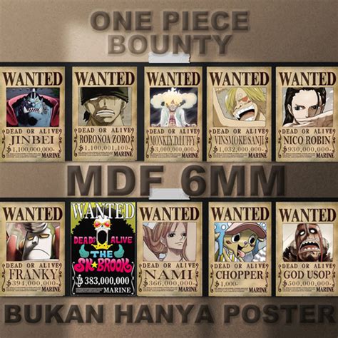 Promo One Piece Wanted Bounty Poster Onepiece Poster Kayu Pajangan Dinding - Luffy - Kab ...