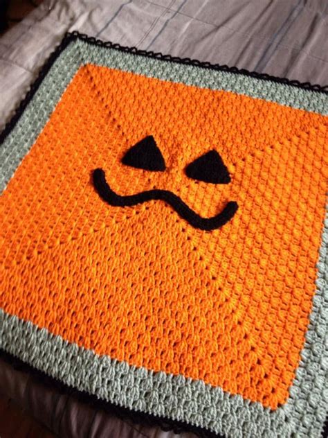 Halloween Pumpkin Blanket Crochet Granny Square