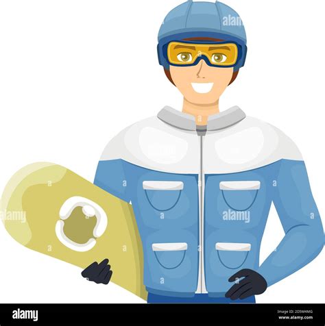 Illustration Of A Teenage Guy Wearing Helmet Goggles And Holding