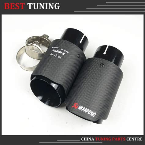 2PCS Free Shipping Akrapovic Exhaust Motorcycle with Matte Carbon and ...