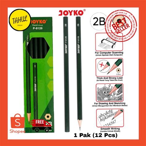 Jual 1 Pak 12 Pcs Pensil Pencil Joyko P 8126 2b 1 Box 12 Pcs