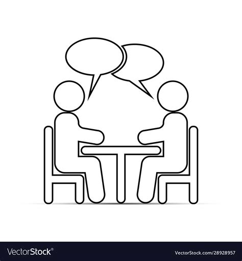 Outline Drawing Two People Sitting At A Table Vector Image