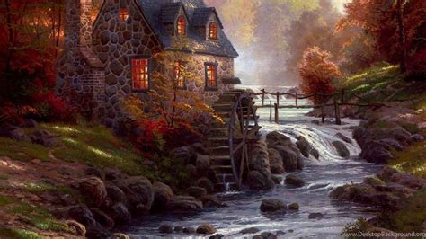 Thomas Kinkade Cobblestone Mill Wallpapers X Desktop Background