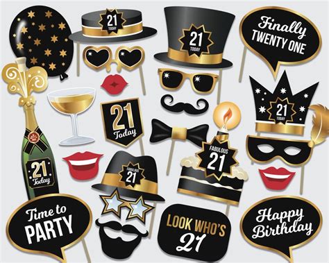 21st Birthday Photo Booth Props 21 Today Party Props Etsy