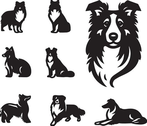 Silhouette Solid Vector Icon Set Of Dog, Breeds, Canine, Pooch, Hound ...