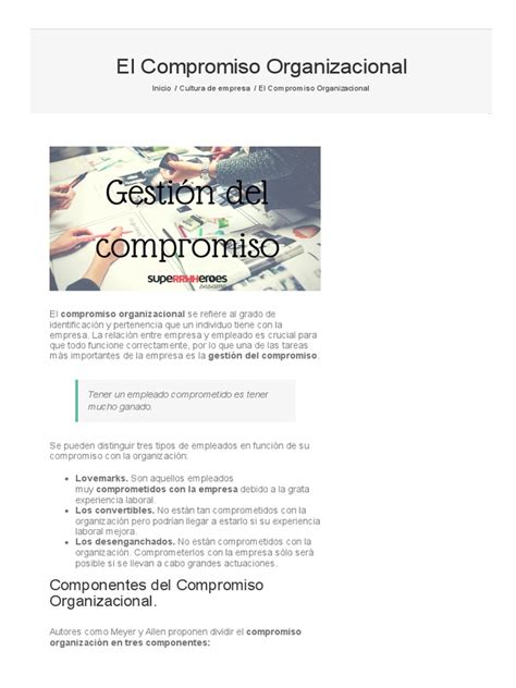 El Compromiso Organizacional Superrhheroes Pdf Business