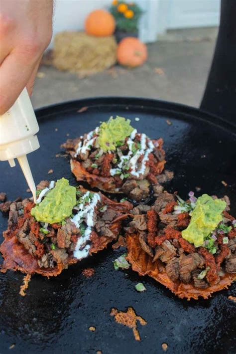 Grilled Steak Vampiro Tacos - Over The Fire Cooking