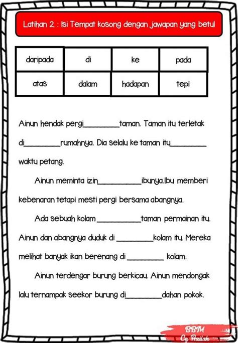 Latihan Bahasa Melayu Tahun Kata Sendi Nama Lat Nbkomputer