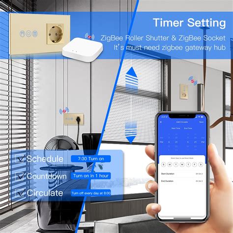 Zigbee Touch Roller Shutter Switch With Smart Socket 123 Gang 157mm Bseedswitch