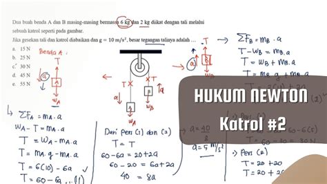 Menghitung Besar Tegangan Tali Pada Sebuah Katrol Hukum Newton Soal