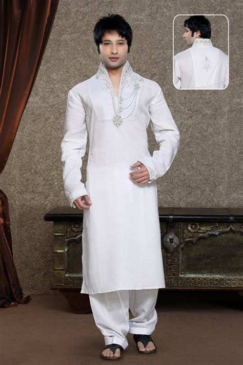 Off White Linen Pathani Suit Online Shopping MCD1142 Pathani Kurta