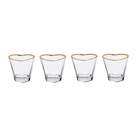 Wholesale Gold Rimmed Heart Shot Glass 2oz Wine N Gear