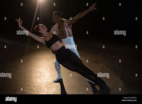 Ballet Partners Practicing Ballet Dance In Stage Stock Photo Alamy