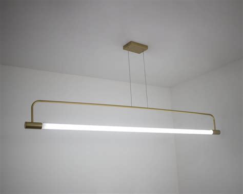 Lustre Pendente Slim Tubular T Cm Dourado Fosco Iluminamundo