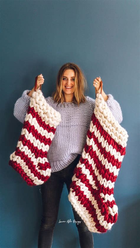 Striped Jumbo Knit Christmas Stocking Lauren Aston Designs