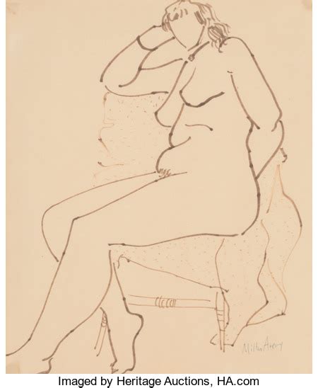 Sold Price Milton Avery American Nude Seated Ink On Paper