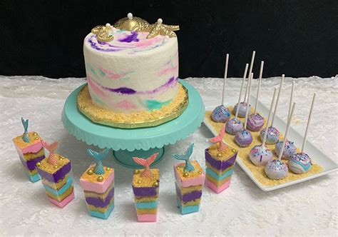 Mermaid Themed Dessert Table Cakes Plus