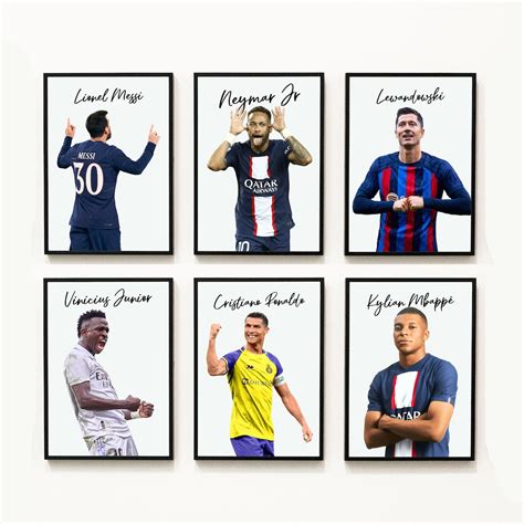 Set Of 6 Prints Messi Ronaldo Neymar Mbappe Vinicius Etsy Uk