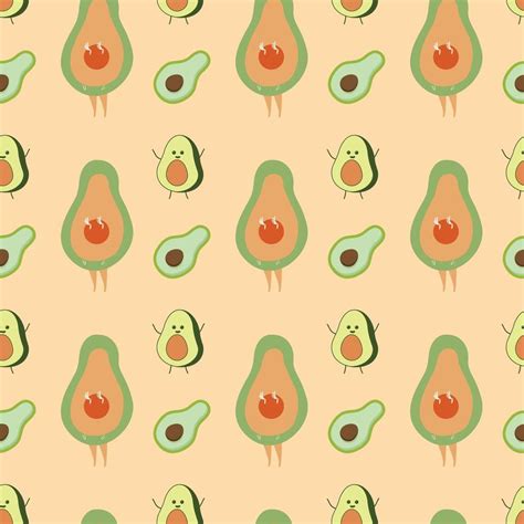 Cute Avocados Seamless Pattern Design Vector Art At Vecteezy