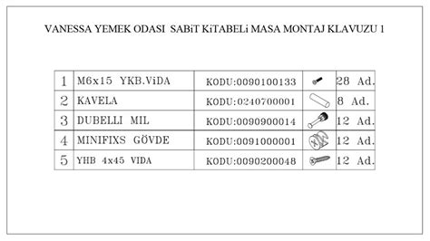 Vanessa Yemek Odasi Vsn Vevb Montaj Kilavuzlari