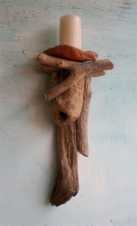 Driftwood Candle Holder Wall Hanging Drift Wood Candle Sconce