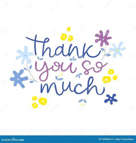 Thank You So Much Hand Drawn Vector Lettering Isolated On White