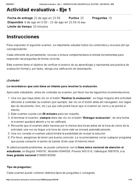 Actividad Evaluativa Eje 1 Gerencia Del Desarrollo Sosten 202160