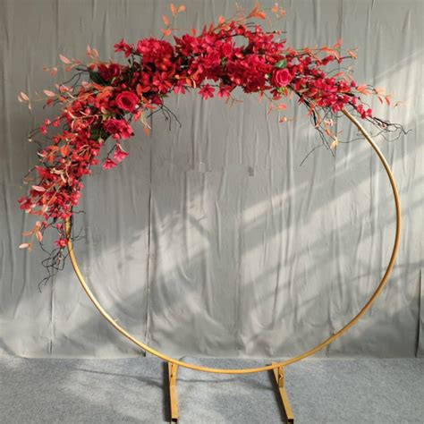 2m Gold Hoop Round Circle Backdrop Metal Arch Stand Frame Wedding Props