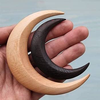 Hand Carved Half Moon Hair Fork Wooden Crescent Moon Hair Clip Moon