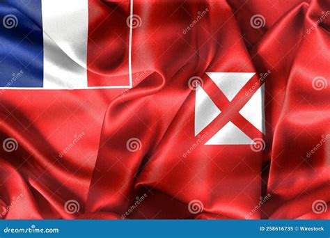 Illustration Of Wallis And Futuna Flag Realistic Waving Fabric Flag