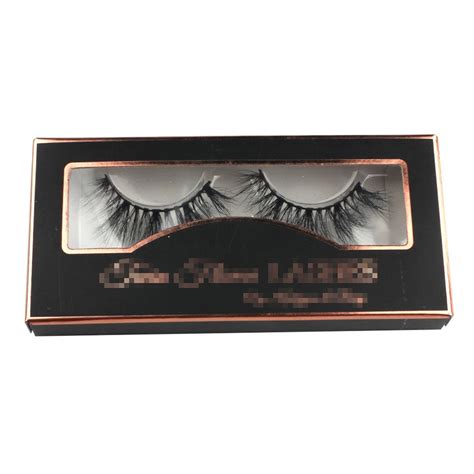 Custom Black Eyelash Packing With Gold Trim CPB08