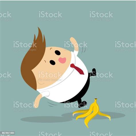 Vector Of Businessman Slipping On A Banana Peel Stock Illustration