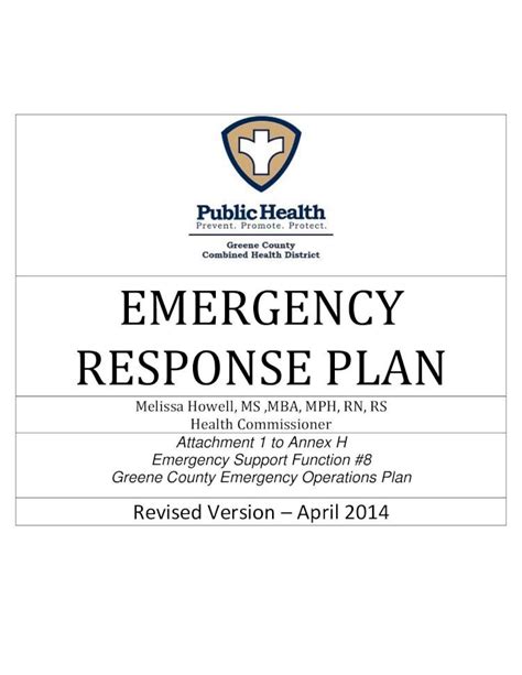 Pdf Emergency Response Plan Gcchd Org The Emergency Response Plan