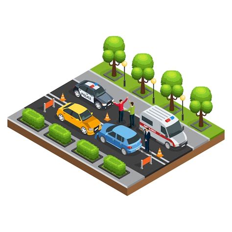 Concepto De Accidente De Coche Isométrico Vector Gratis