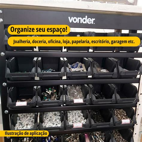 Prateleira Estante Gavetas Preta Organiza Pe As Parafusos Emove Shop