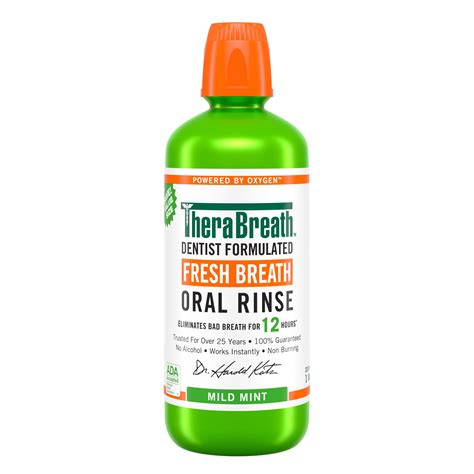 TheraBreath Fresh Breath Mouthwash Mild Mint Alcohol Free 1 Liter