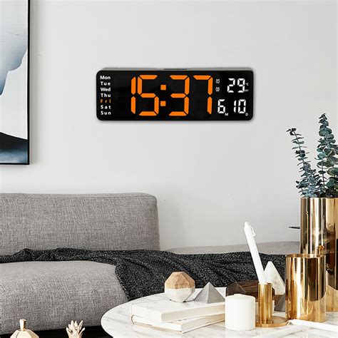 REYYOISKA Large LED Digital Wall Clock Temperature Date Day Display USB ...