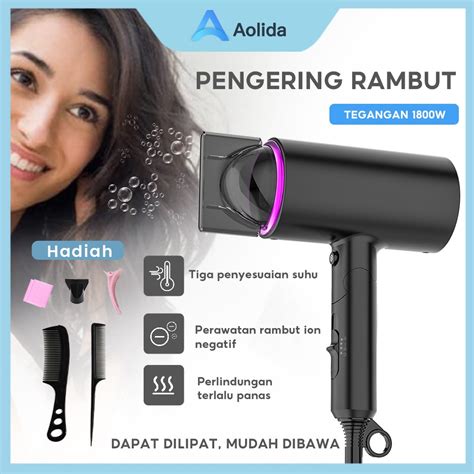 Jual Aolida Hair Dryer 1800w Pengering Rambut Ion Negatif Profesional 3 Pengaturan Kecepatan