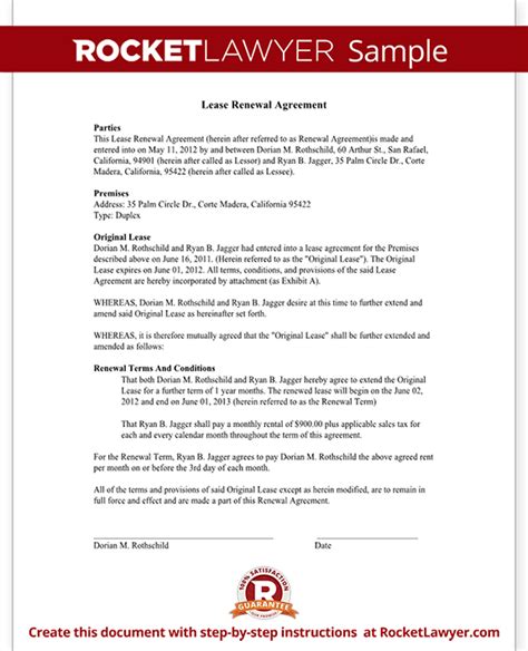 Lease Renewal Letter And Agreement Lease Extension Rocket Lawyer