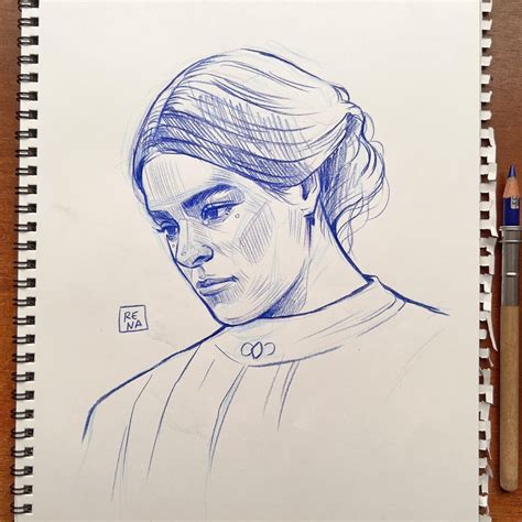 Blue pencil drawing from photo : r/drawing