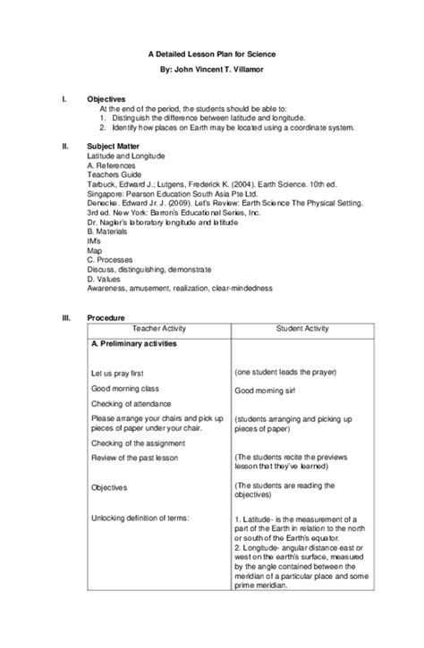 Pdf A Detailed Lesson Plan For Science John Vincent T Villamor